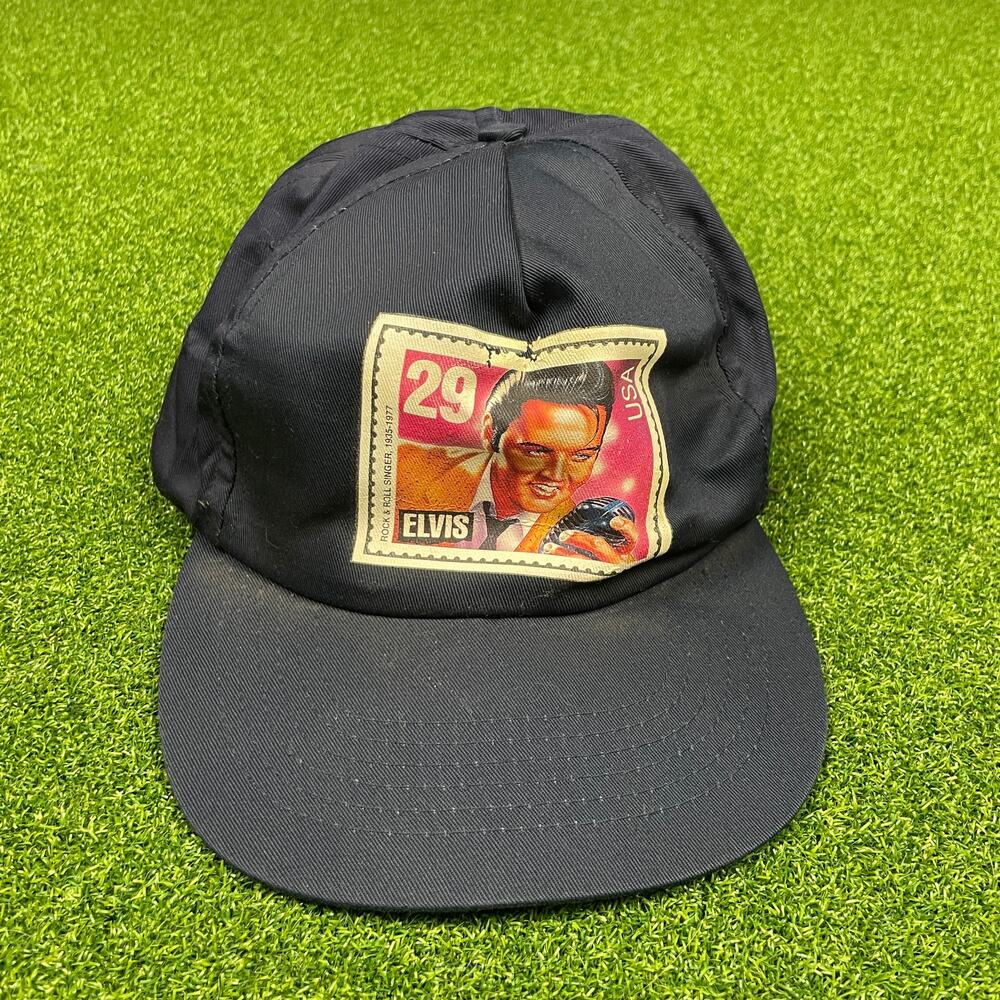 Vintage Elvis Presley 29 cent Stamp USA Navy Snapback Hat